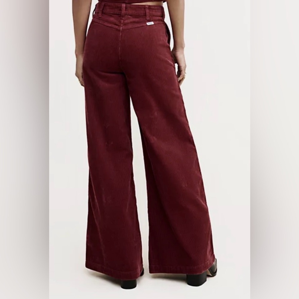 Wrangler Punchy Corduroy Pants Wide Leg Cotton High Rise Burgundy Size 26 x 32